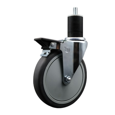 Service Caster 6'' Thermoplastic Rubber Swivel 1-3/4'' Expanding Stem Caster with Brake SCC-EX20S614-TPRB-PLB-134